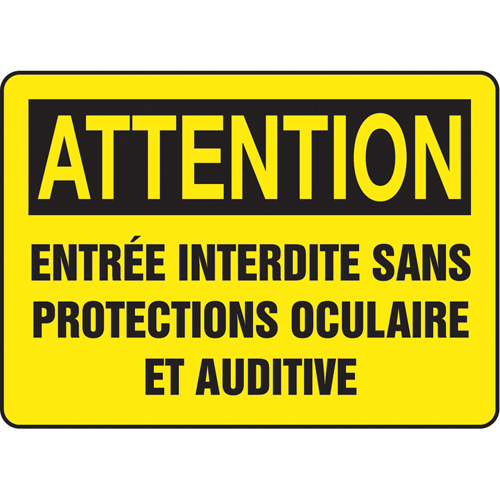 "Protections oculaire et auditive" Sign, 7" x 10", Aluminum, French