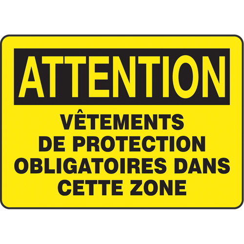 "Vêtements de protection obligatoires" Sign, 7" x 10", Aluminum, French