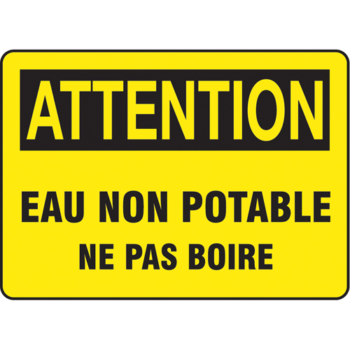 "Eau non potable" Sign, 7" x 10", Aluminum, French