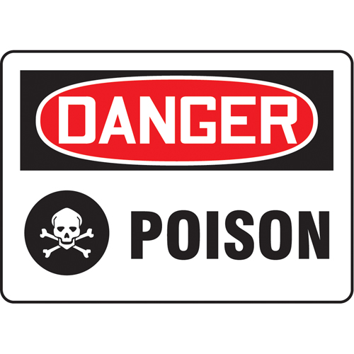 "Poison" Sign, 10" x 14", Aluminum, Bilingual with Pictogram