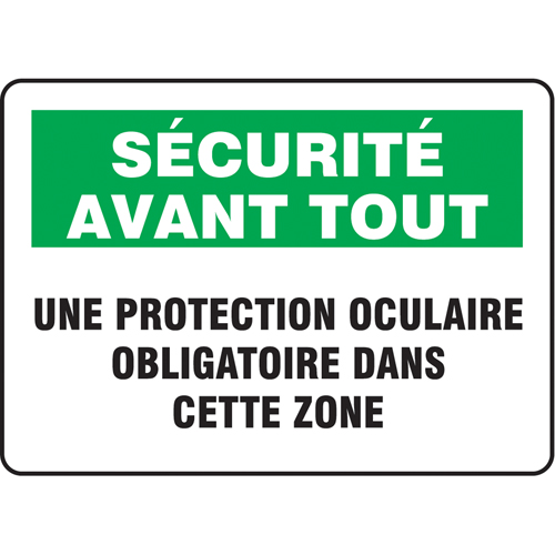 "Protections oculaire" Sign, 7" x 10", Aluminum, French