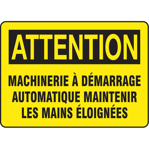 "Machinerie à démarrage automatique" Sign, 7" x 10", Aluminum, French