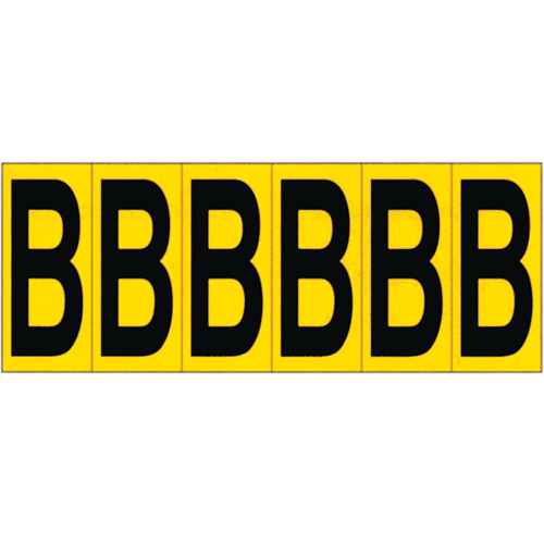 Individual Adhesive Letter Markers, B, 2-15/16" H, Black on Yellow
