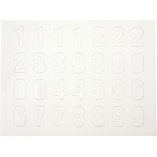 Cut-out Magnetic Numbers, 0 to 9, 1-1/2" H, White