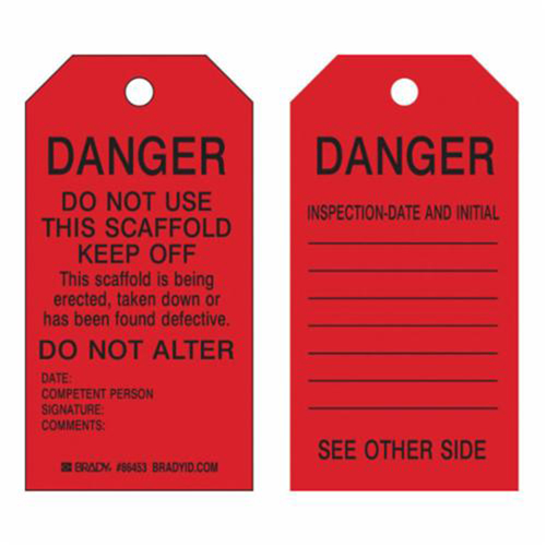 Scaffold Safety Tags, Paper, 3" W x 5-3/4" H, English