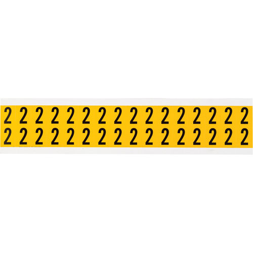Individual Number and Letter Labels, 2, 5/8" H, Black on Yellow