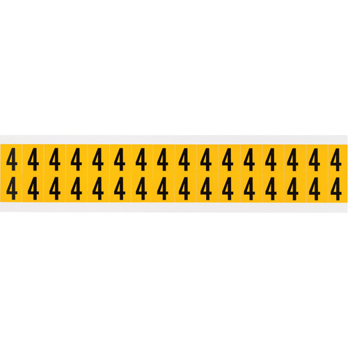 Individual Number and Letter Labels, 4, 5/8" H, Black on Yellow