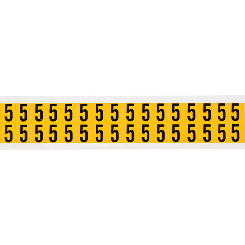 Individual Number and Letter Labels, 5, 5/8" H, Black on Yellow