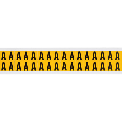 Individual Number and Letter Labels, A, 5/8" H, Black on Yellow
