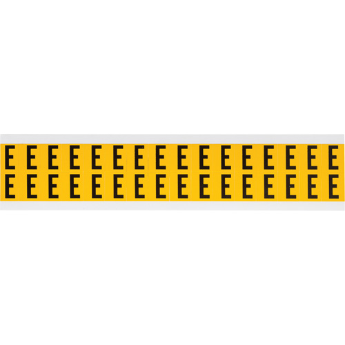 Individual Number and Letter Labels, E, 5/8" H, Black on Yellow