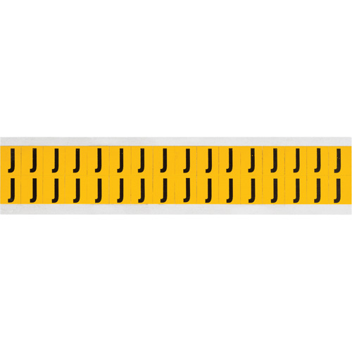Individual Number and Letter Labels, J, 5/8" H, Black on Yellow