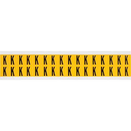 Individual Number and Letter Labels, K, 5/8" H, Black on Yellow