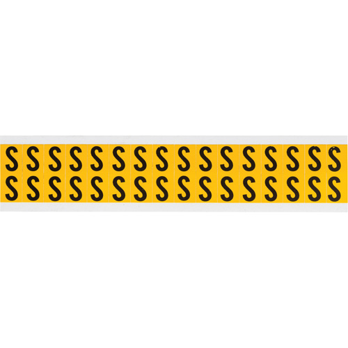 Individual Number & Letter Labels, S, 5/8" H, Black on Yellow