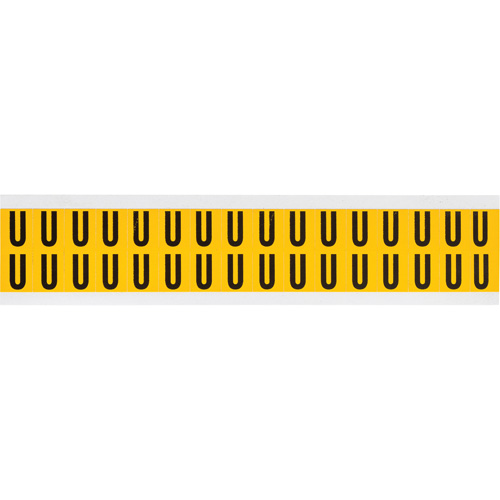 Individual Number & Letter Labels, U, 5/8" H, Black on Yellow