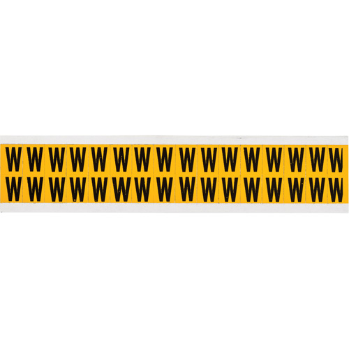 Individual Number & Letter Label, W, 5/8" H, Black on Yellow