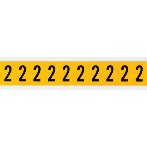 Individual Number and Letter Labels, 2, 1" H, Black on Yellow