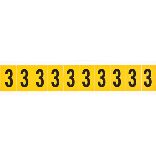 Individual Number and Letter Labels, 3, 1" H, Black on Yellow