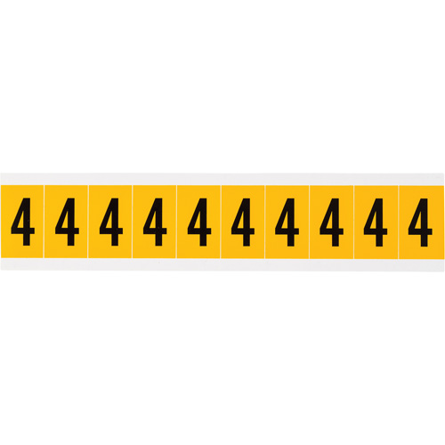 Individual Number and Letter Labels, 4, 1" H, Black on Yellow