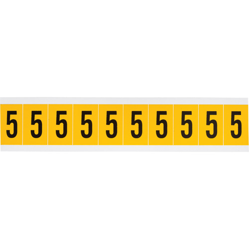 Individual Number and Letter Labels, 5, 1" H, Black on Yellow