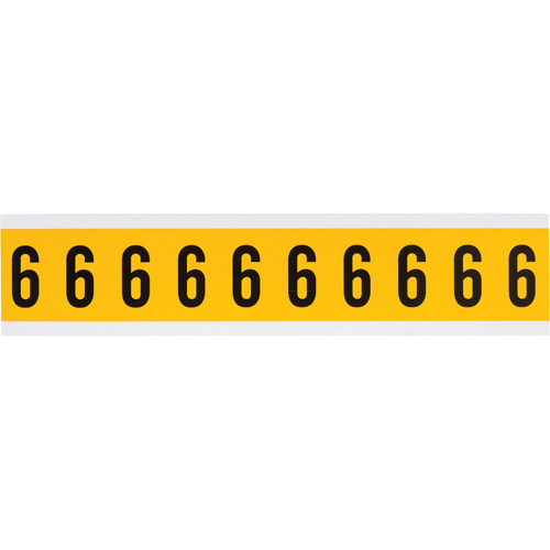 Individual Number and Letter Labels, 6, 1" H, Black on Yellow