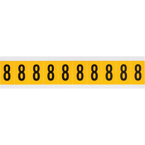 Individual Number and Letter Labels, 8, 1" H, Black on Yellow