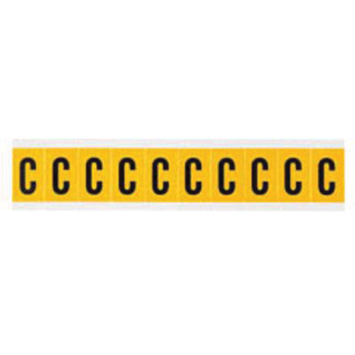 Individual Number and Letter Labels, C, 1" H, Black on Yellow