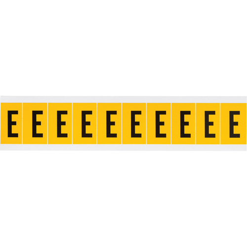 Individual Number and Letter Labels, E, 1" H, Black on Yellow
