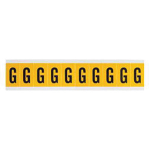 Individual Number and Letter Labels, G, 1" H, Black on Yellow