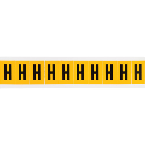 Individual Number and Letter Labels, H, 1" H, Black on Yellow