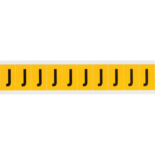 Individual Number and Letter Labels, J, 1" H, Black on Yellow