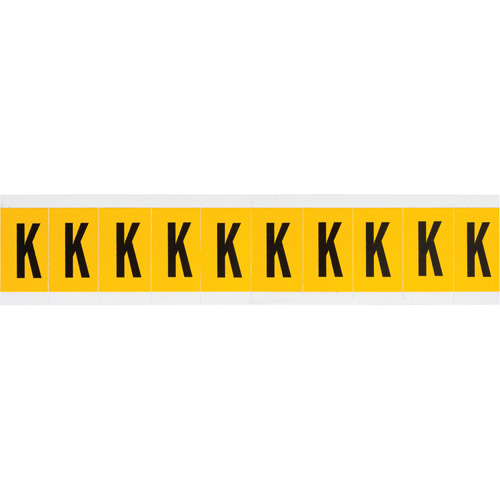 Individual Number and Letter Labels, K, 1" H, Black on Yellow
