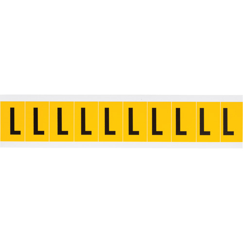 Individual Number and Letter Labels, L, 1" H, Black on Yellow
