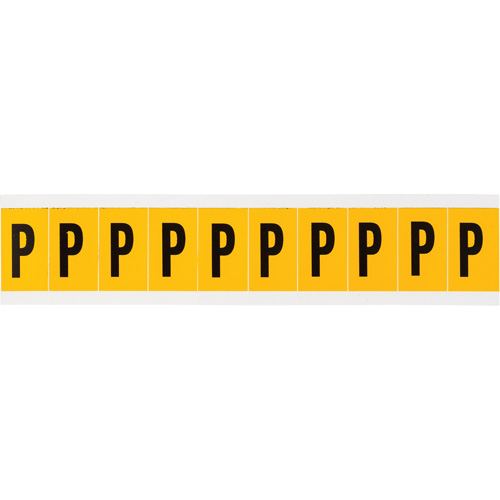 Individual Number & Letter Labels, P, 1" H, Black on Yellow
