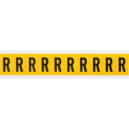 Individual Number & Letter Labels, R, 1" H, Black on Yellow