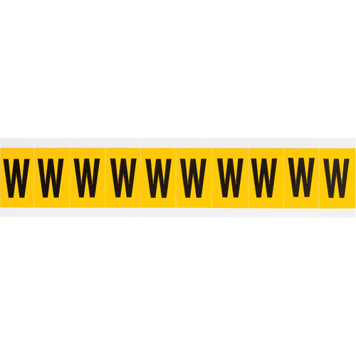 Individual Number & Letter Labels, W, 1" H, Black on Yellow