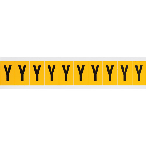 Individual Number & Letter Labels, Y, 1" H, Black on Yellow