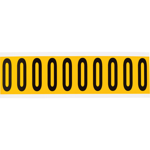 Individual Number and Letter Labels, 0, 2" H, Black on Yellow