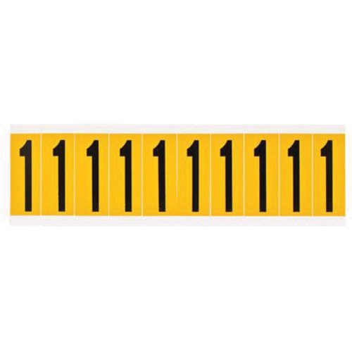Individual Number and Letter Labels, 1, 2" H, Black on Yellow