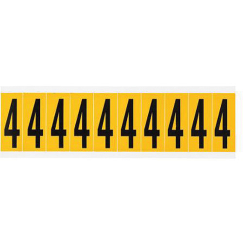 Individual Number and Letter Labels, 4, 2" H, Yellow on Black
