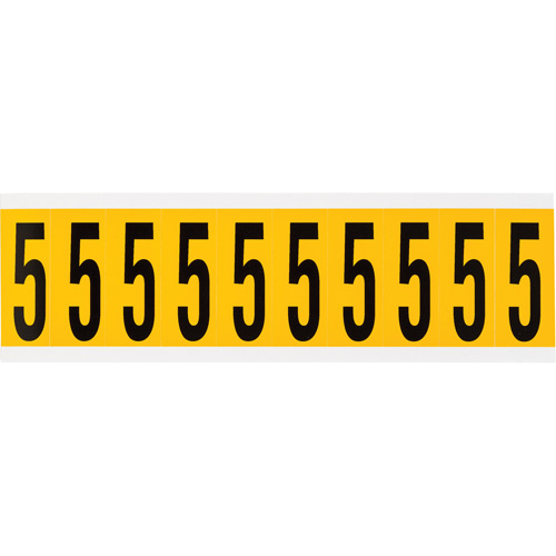 Individual Number and Letter Labels, 5, 2" H, Black on Yellow