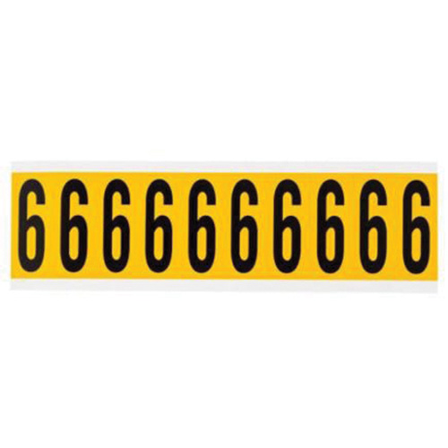Individual Number and Letter Labels, 6, 2" H, Yellow on Black