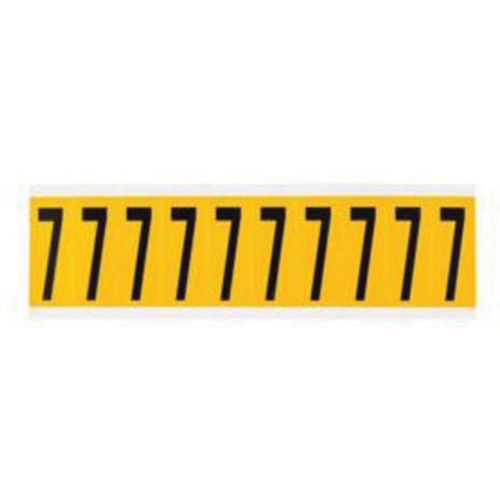 Individual Number and Letter Label, 7, 2" H, Black on Yellow