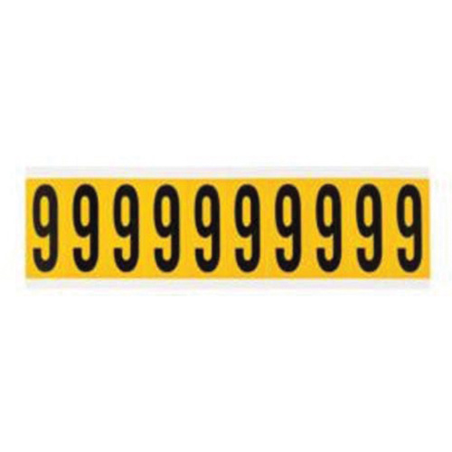 Individual Number and Letter Labels, 9, 2" H, Black on Yellow