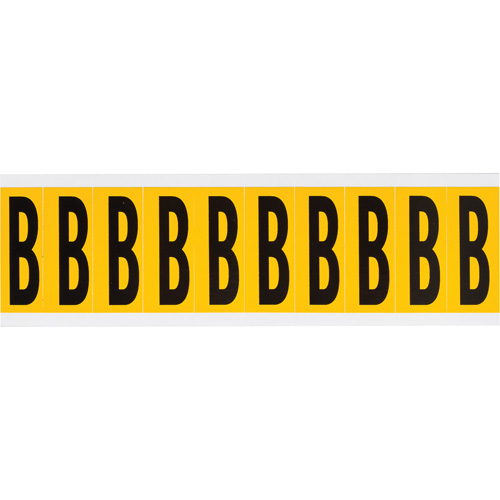 Individual Number and Letter Labels, B, 2" H, Black on Yellow
