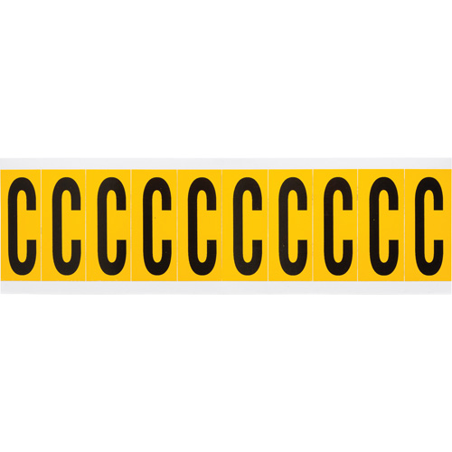 Individual Number and Letter Labels, C, 2" H, Black on Yellow