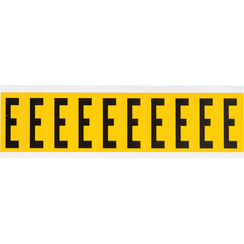 Individual Number and Letter Labels, E, 2" H, Black on Yellow