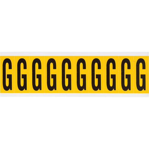 Individual Number and Letter Labels, G, 2" H, Black on Yellow