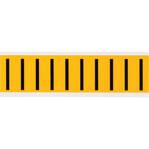 Individual Number and Letter Labels, I, 2" H, Black on Yellow