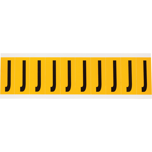 Individual Number and Letter Labels, J, 2" H, Black on Yellow