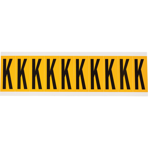 Individual Number and Letter Labels, K, 2" H, Black on Yellow